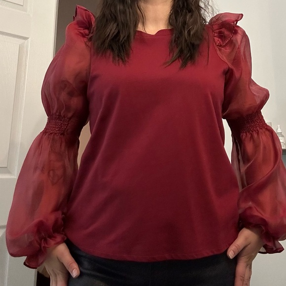 Flowy Sleeve Burgundy Sweater from Anthropologie - Picture 3 of 4